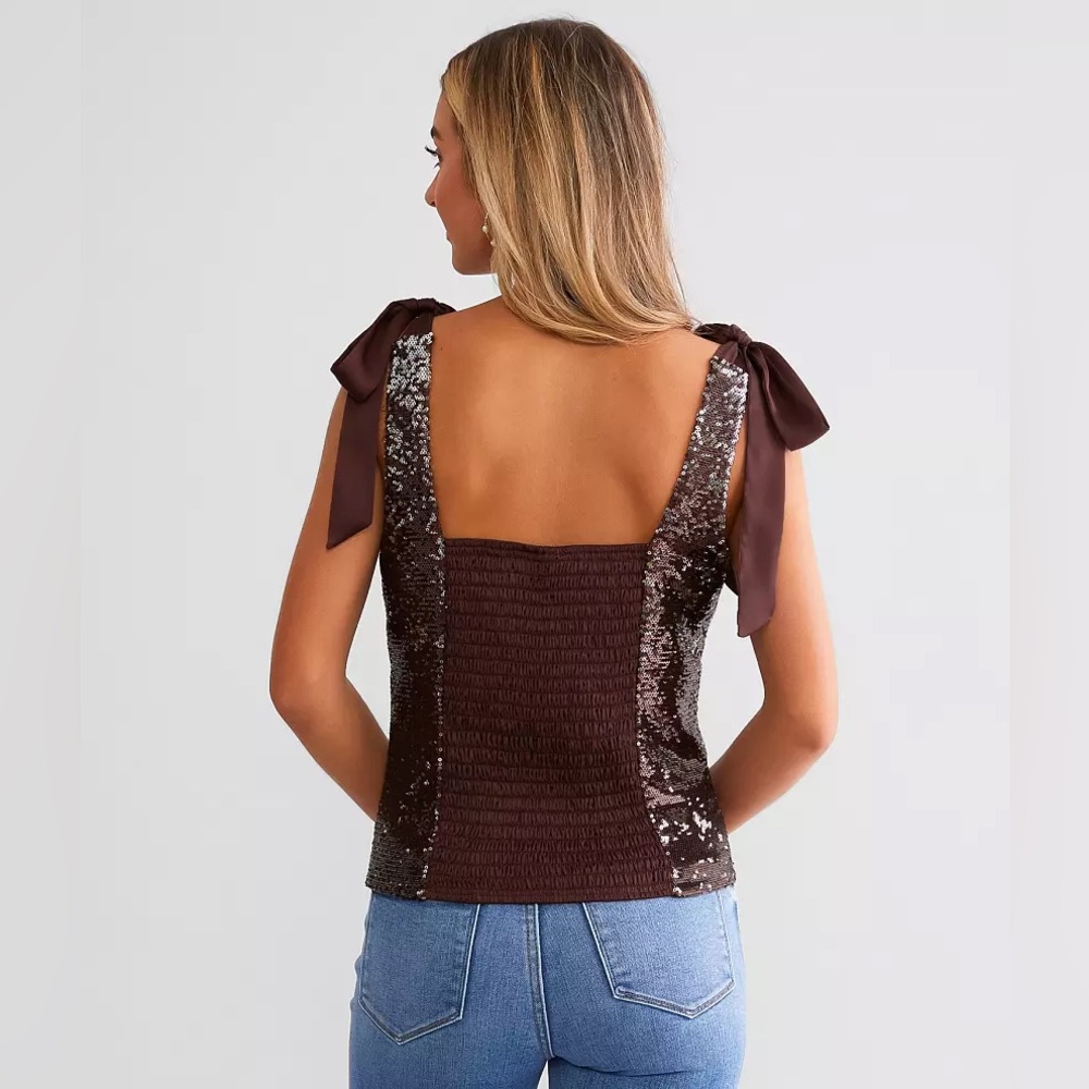 NWT Willow & Root Sequin Tank Top Brown Size Small - Picture 5 of 5